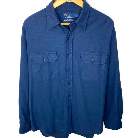 Polo Ralph Lauren Men’s Blue Long Sleeve Button Down G.I. Shirt Tri-Blend XL - Picture 2 of 6